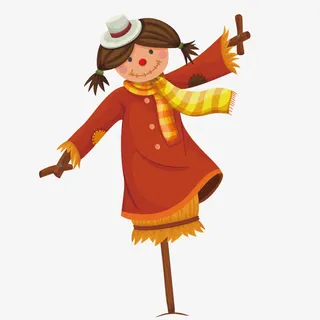 矢量女孩稻草人免抠