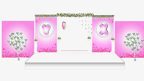 粉色舞台元素免抠