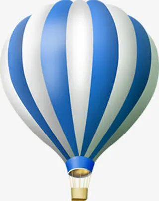 蓝色卡通创意热气球免抠