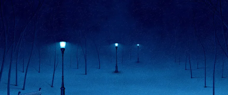 卡通浪漫雪景蓝色背景banner高清