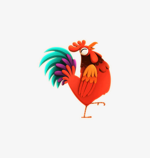 2017鸡年手绘喜庆图案免抠