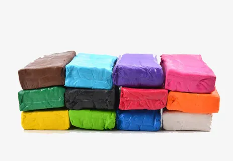 彩虹色颜料块橡皮泥条实物免抠