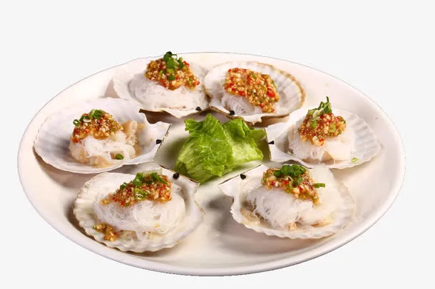 一盘蒜蓉蒸扇贝免抠