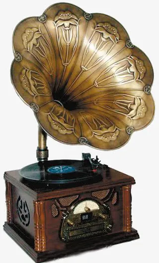 复古花朵留声机免抠