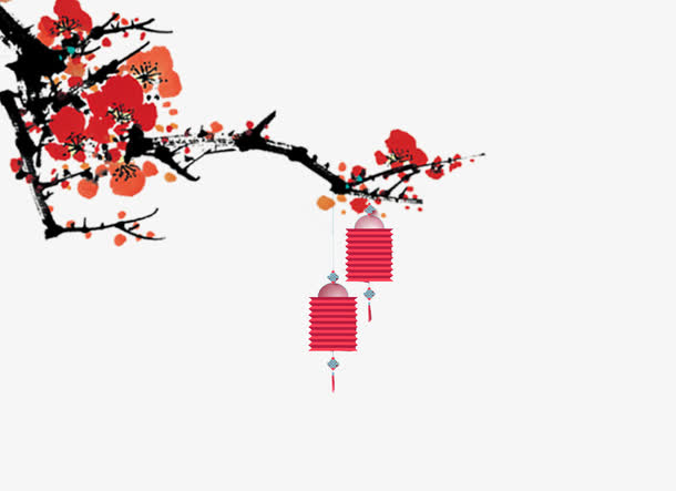 红色梅花免抠