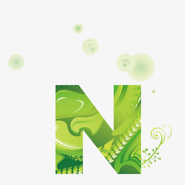 植物花卉创意字母N免抠