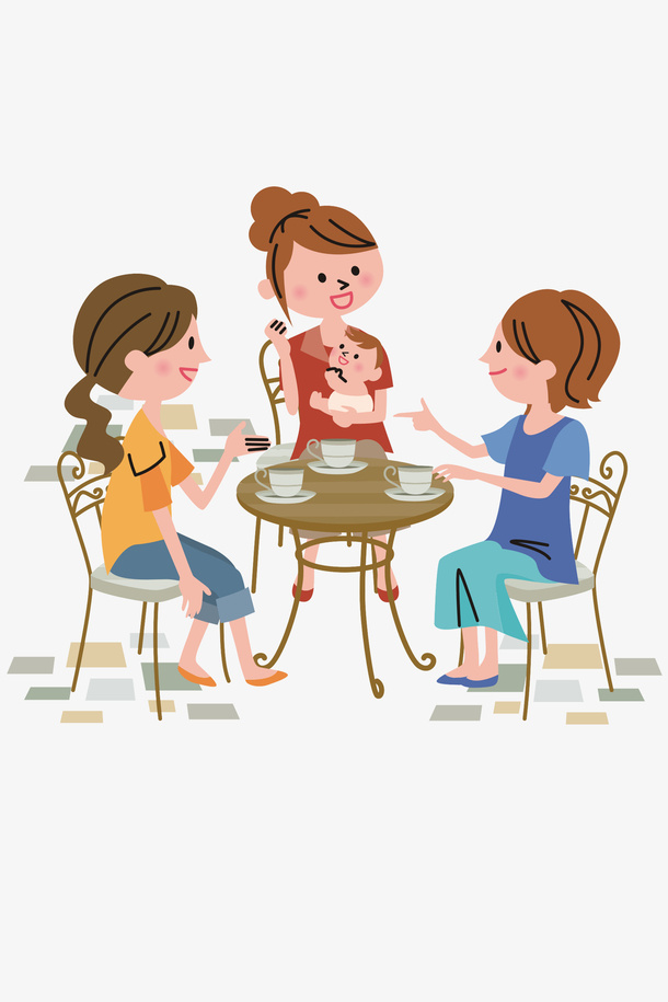 聚会  人物  聚会  喝茶免抠