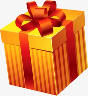 黄色卡通手绘丝带礼盒免抠