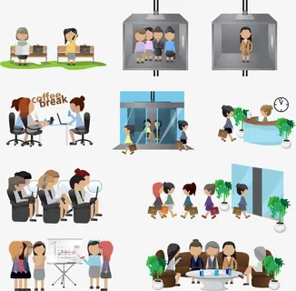扁平化商务白领生活场景矢量免抠