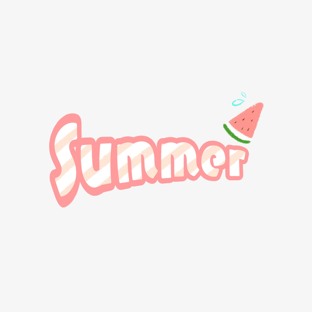 夏天西瓜大写字母装饰免抠