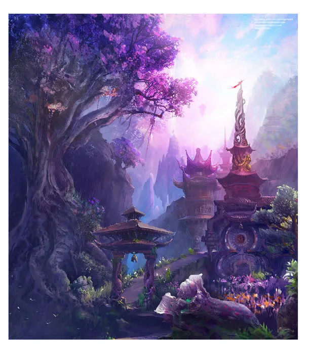 紫色梦幻仙境壁纸免抠