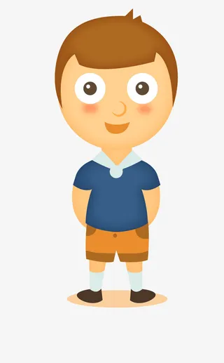 穿蓝色上衣站立的小男孩免抠