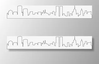 手绘城市线框图免抠