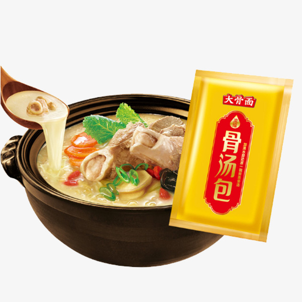 大骨熬制骨汤面免抠