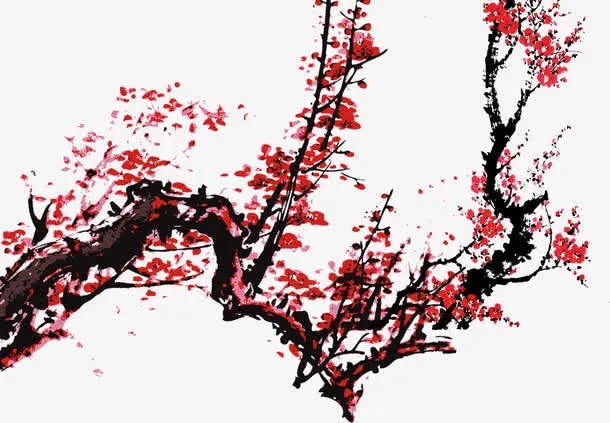 枝头腊梅红色冬季免抠