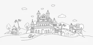 童话公主城堡简笔画免抠