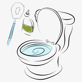 手绘线条抽水马桶免抠
