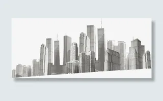 都市素材高楼林立招聘海报免抠