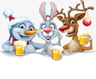 喝啤酒的小动物免抠