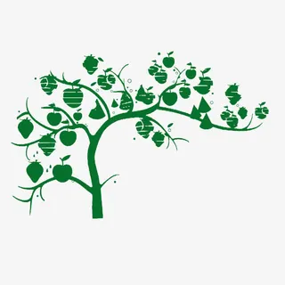 结满苹果的树绿色剪影免抠 结满苹果的树绿色剪影免抠