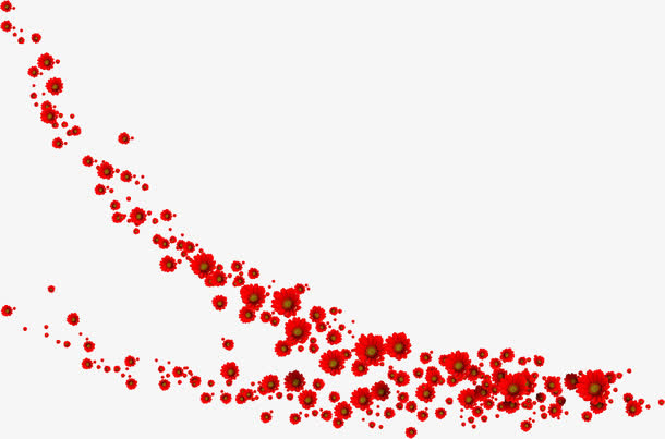 春天红色漂浮花朵装饰免抠