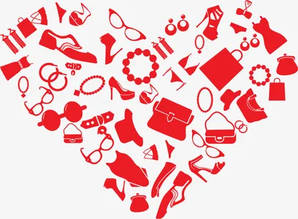 一堆各式爱心商品免抠