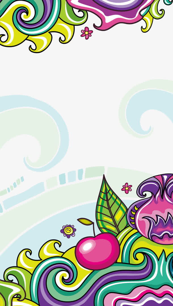 矢量红苹果装饰花纹背景插画