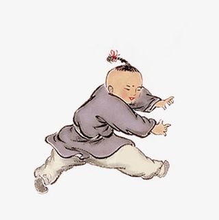 水墨画可爱童子免抠
