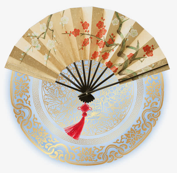 中国风装饰扇子图案免抠