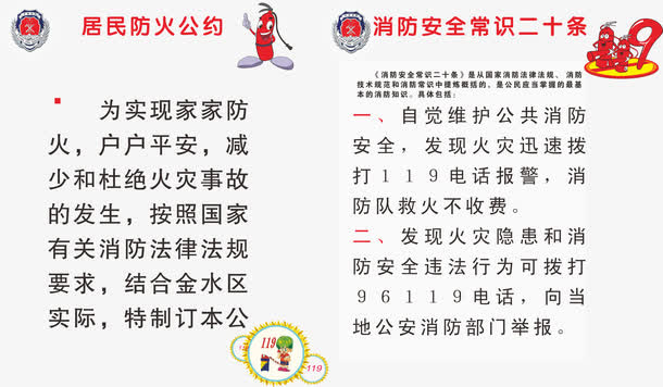 居民防火公约文字排版素材免抠