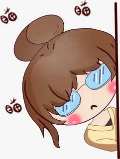 手绘偷瞄卡通小女孩表情包免抠