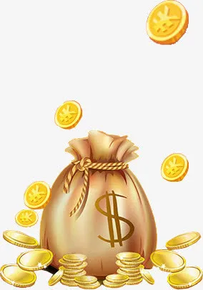 金币钱袋金融广告点缀免抠