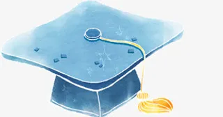 手绘开学季蓝色卡通帽子免抠