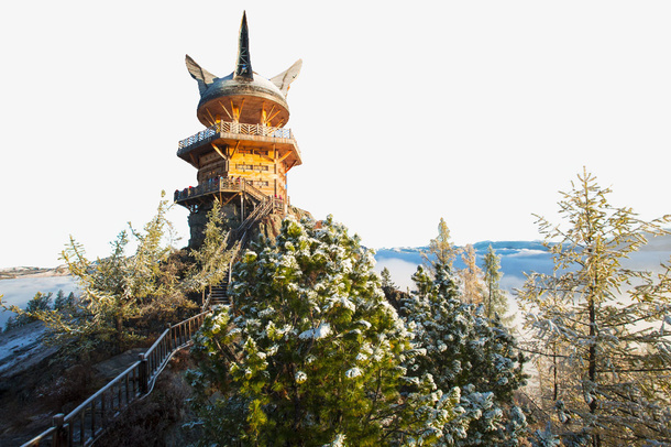 喀纳斯自然雪景免抠