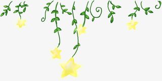 手绘黄色卡通星星藤条植物免抠