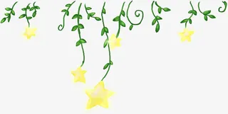 手绘黄色卡通星星藤条植物免抠