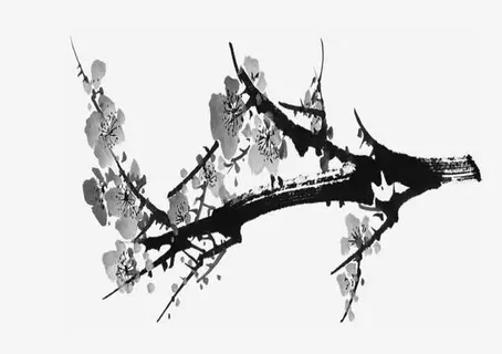 黑色水墨梅花装饰免抠