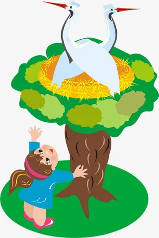 卡通仙鹤孩子免抠