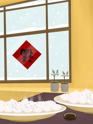 新年春节米色大气简约手绘插画背景高清