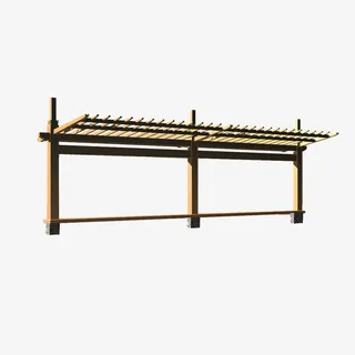 方形廊架亭子木头深色免抠