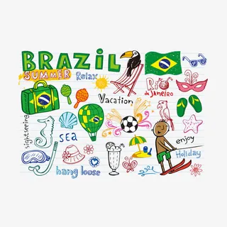 手绘夏日巴西设计元素免抠