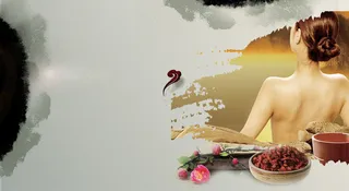 SPA养生美容药浴广告海报背景素材高清