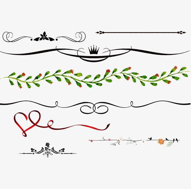 手绘彩色装饰分割线免抠