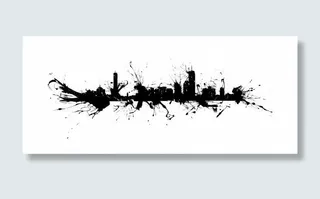 水墨城市意象图背景素材