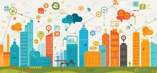 商务扁平科幻白色海报背景高清