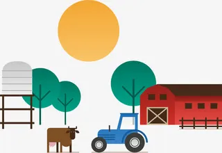 矢量阳光下的生态农场免抠