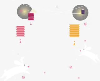 中秋节玉兔灯笼免抠