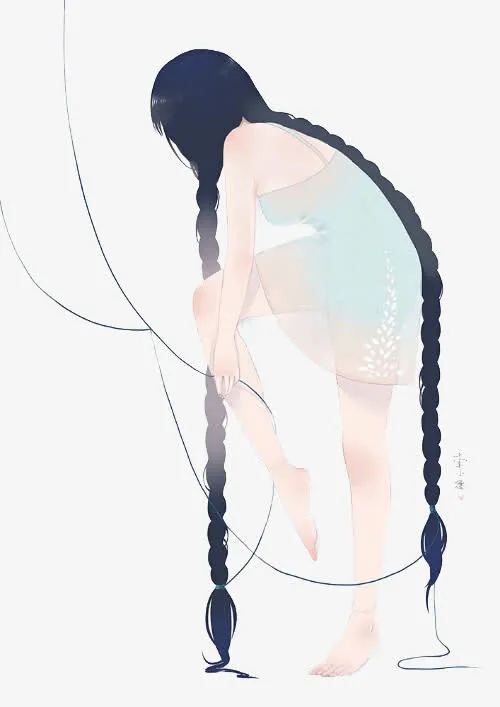 唯美手绘人物插画免抠