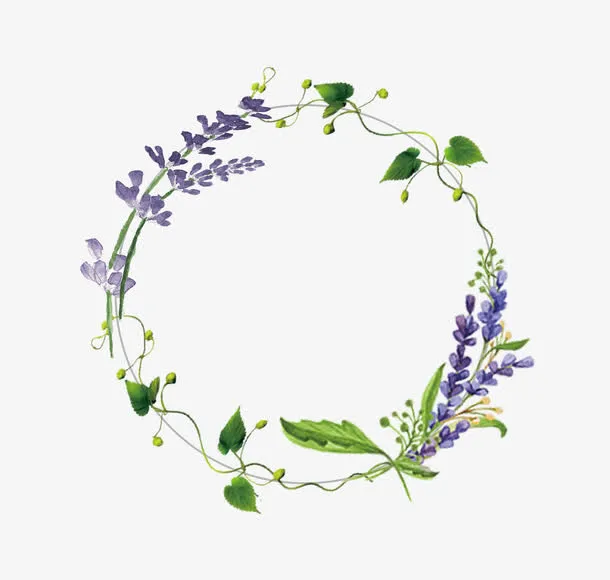 紫色花朵花环免抠