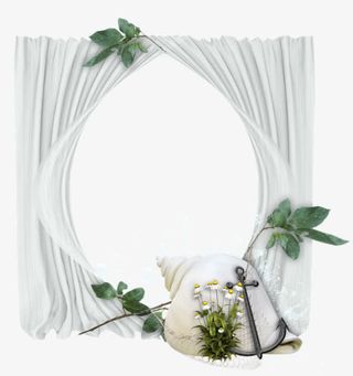 白色窗帘边框免抠